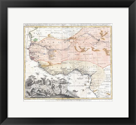 Framed 1743 Homann Heirs Map of West Africa Print