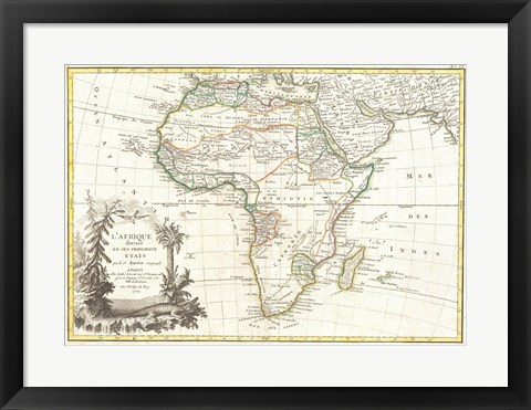Framed 1762 Janvier Map of Africa Print