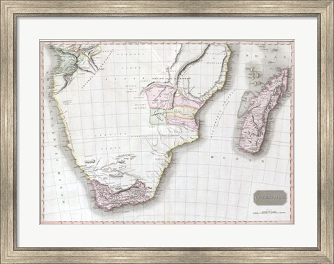 Framed 1809 Pinkerton Map of Southern Africa Print