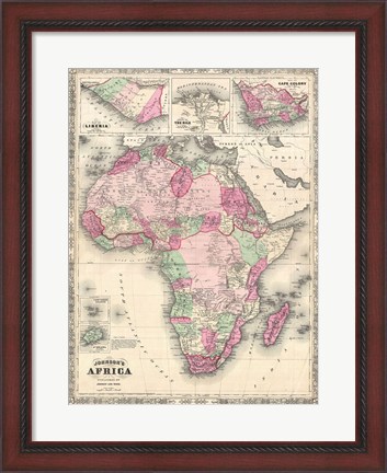 Framed 1864 Johnson Map of Africa Print