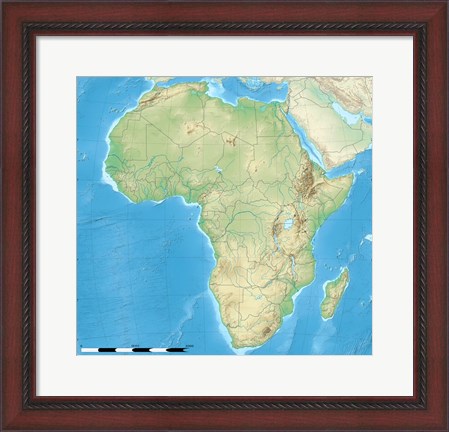 Framed Africa Relief Location Map Print