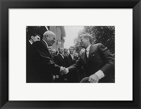 Framed JFK Khrushchev Handshake 1961 Print