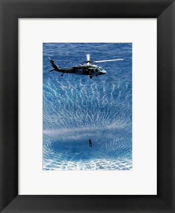 Framed US Navy Search and Rescue Diver Print