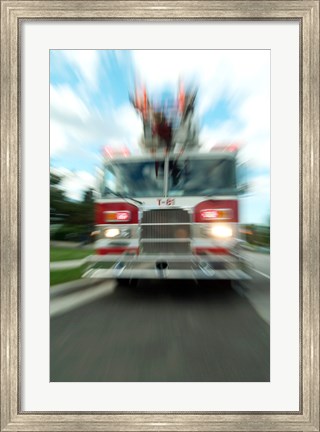 Framed Fire engine on a road Print