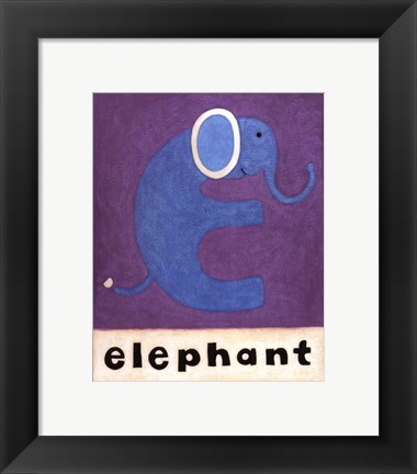 Framed E is for Elephant Print