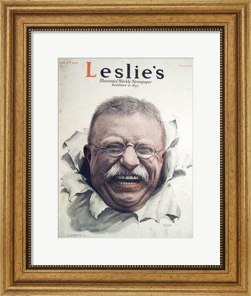 Framed Leslies Illustrated Weekly Newspaper Nov. 1916 Teddy Roosevelt Print