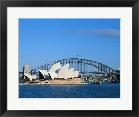 Framed Opera house on the waterfront, Sydney Opera House, Sydney Harbor Bridge, Sydney, Australia Print