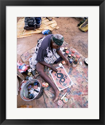 Framed Female artist painting, Alice Springs, Northern Territory, Australia Print