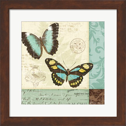 Framed Butterfly Patchwork II Print