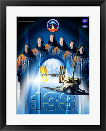 Framed STS 133 Mission Poster Print