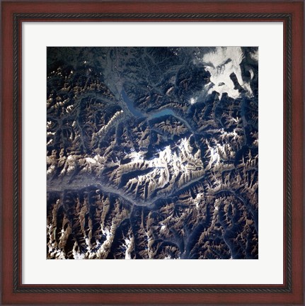 Framed Swiss alps from space taken by Atlantis Print