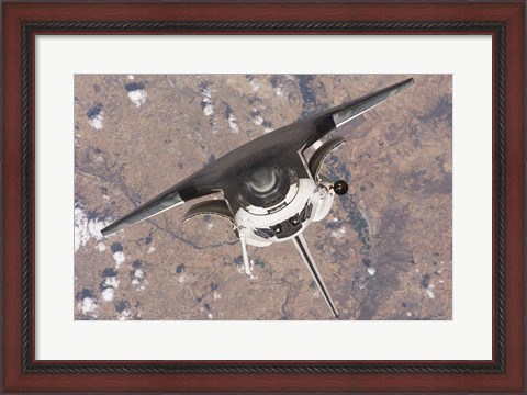 Framed Top down view of atlantis docking from ISS Print