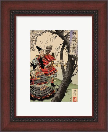 Framed Yoshitsune with Benkei Print