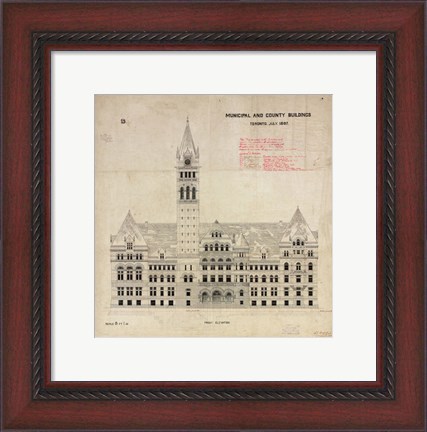Framed Municipal and County Buildings Toronto July 1887 Print