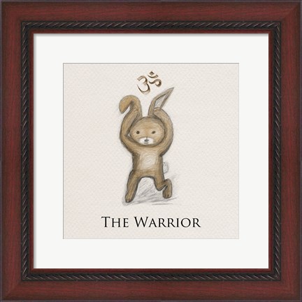 Framed Bunny Yoga,The Warrior Pose Print
