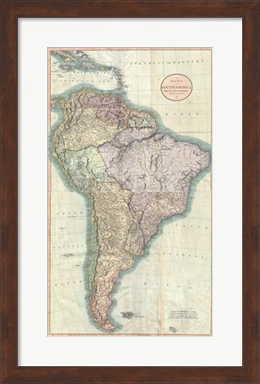 Framed 1806 Close up Cary Map of the Western Hemisphere Print