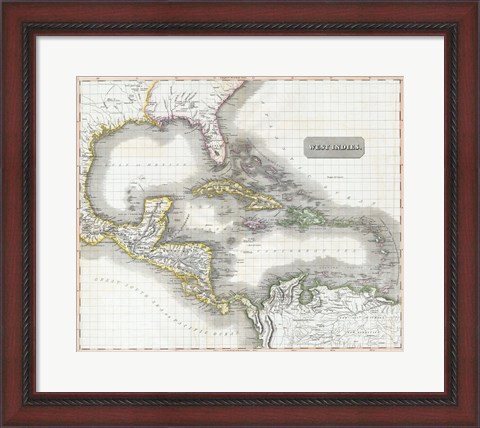Framed 1807 Cary Map of South America Print