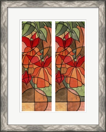Framed 2-Up Stain Glass Floral I Print