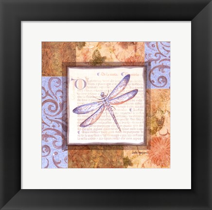 Framed Collaged Dragonflies I Print
