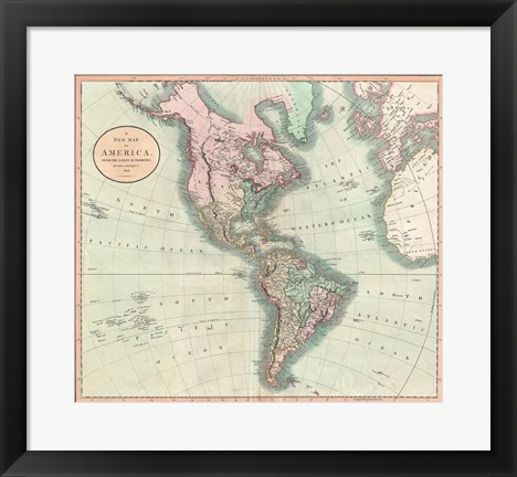Framed 1806 Cary Map of the Western Hemisphere Print
