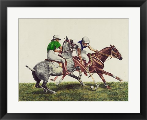 Framed Polo - two horses Print