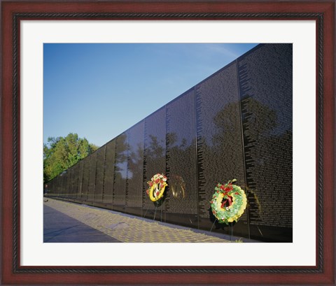 Framed Wreaths on the Vietnam Veterans Memorial Wall, Vietnam Veterans Memorial, Washington, D.C., USA Print