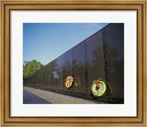 Framed Wreaths on the Vietnam Veterans Memorial Wall, Vietnam Veterans Memorial, Washington, D.C., USA Print