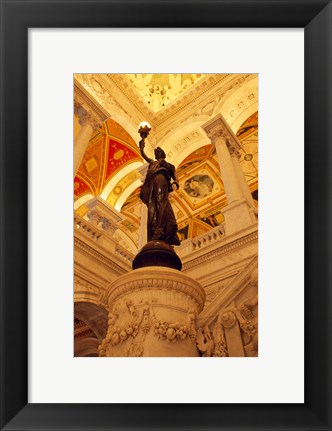 Framed USA, Washington DC, Library of Congress interior with sculpture Print