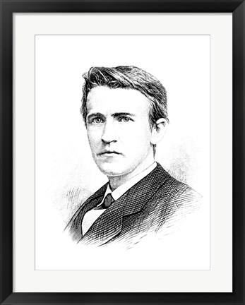 Framed Thomas A Edison etching Print