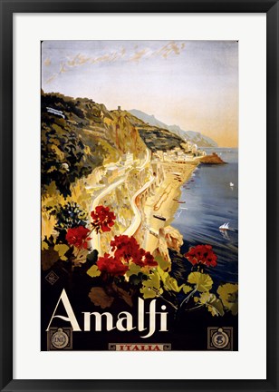 Framed Amalfi, travel poster Print