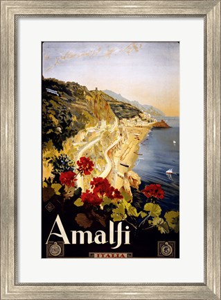 Framed Amalfi, travel poster Print