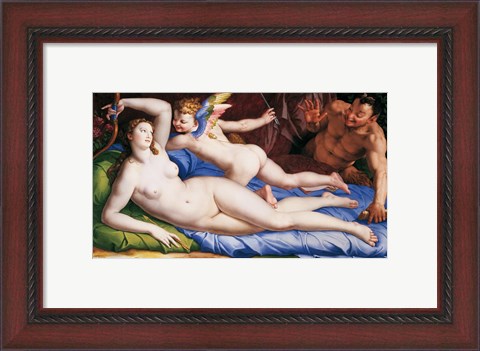 Framed Bronzino Venus, Cupido and Satyr Print