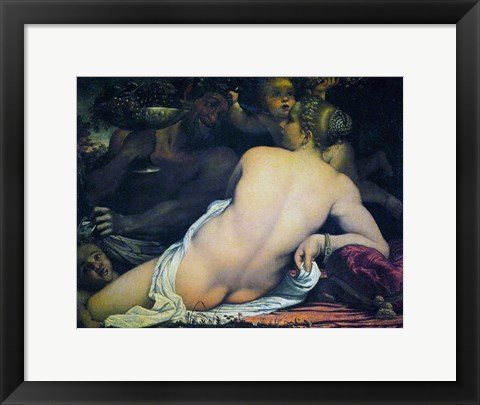 Framed Venus with a Satyr and Cupids Print