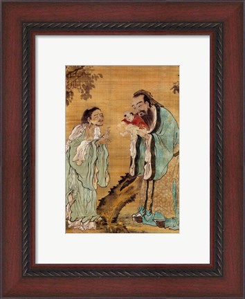 Framed Confucius Laozi Buddha Print