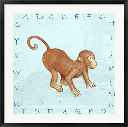 Framed Monkey Alphabet Print