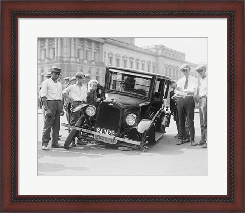 Framed Auto Wreck, USA, 1923 Print