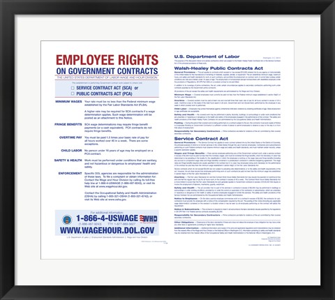 Framed Employee Rights on Government Contracts 2012 Print