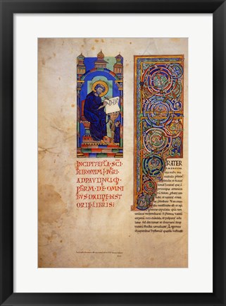 Framed St Jerome with the Decorated Initial to His Prologue Print