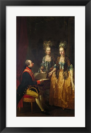 Framed Portrait of Emperor Joseph II at the Piano with His Sisters Maria Anna and Maria Elisabeth Print