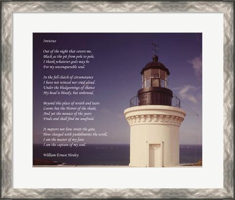 Framed Invictus Poem (lighthouse) Print