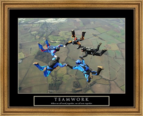 Framed Teamwork-Skydivers II Print