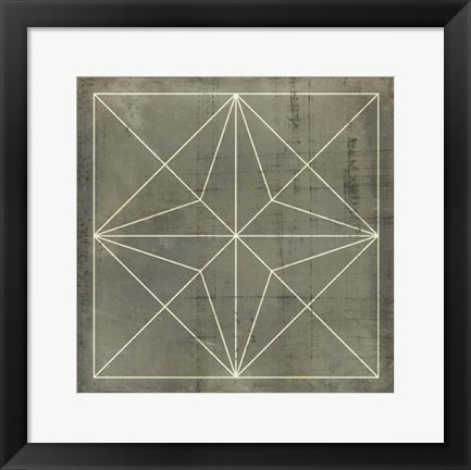 Framed Geometric Blueprint I Print