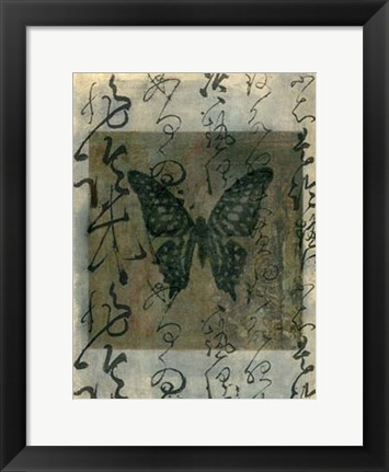 Framed Butterfly Calligraphy III Print