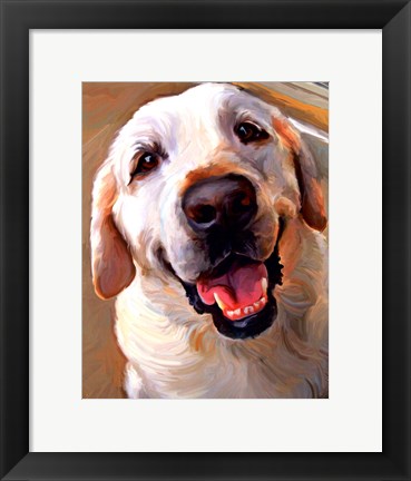 Framed Yellow Dog Smile Print