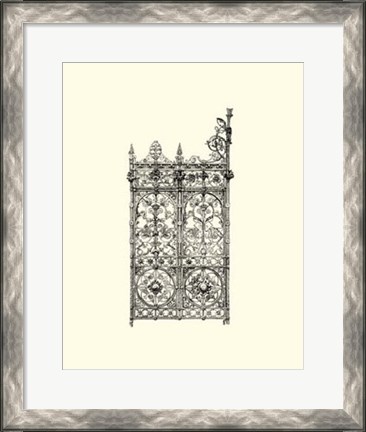 Framed B&amp;W Wrought Iron Gate V Print