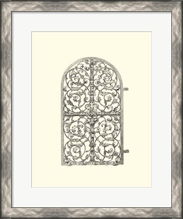 Framed B&amp;W Wrought Iron Gate VII Print