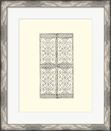 Framed B&amp;W Wrought Iron Gate VIII Print