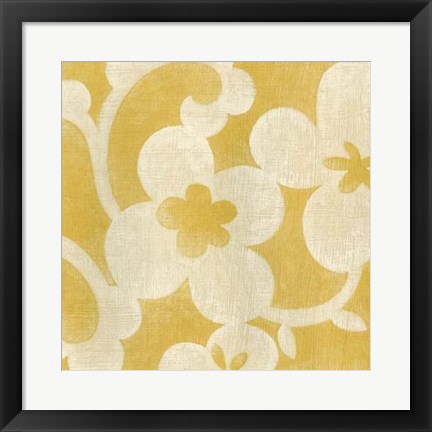 Framed Suzani Silhouette in Yellow I Print