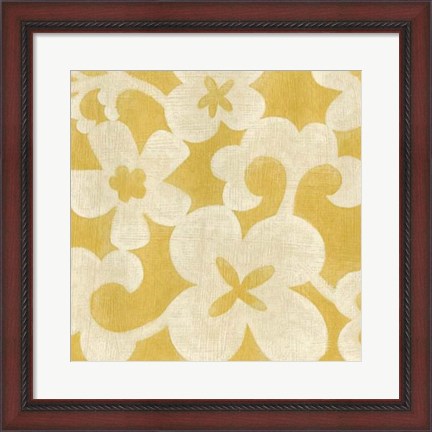 Framed Suzani Silhouette in Yellow II Print