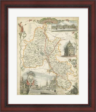 Framed Map of Oxfordshire Print